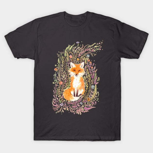 Fox and Flowers II T-Shirt by LEvans